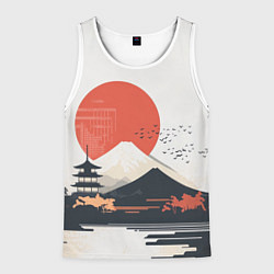 Майка-безрукавка мужская Японский осенний пейзаж, цвет: 3D-белый