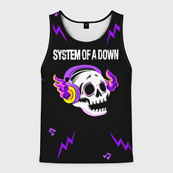 Майка-безрукавка мужская System of a Down неоновый череп, цвет: 3D-черный