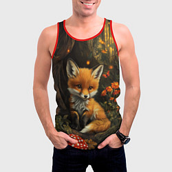 Майка-безрукавка мужская Лисёнок в волшебном лесу, цвет: 3D-красный — фото 2