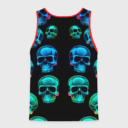 Мужская майка без рукавов Neon skulls - ai art pattern / 3D-Красный – фото 2