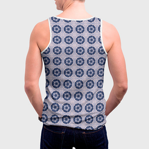 Мужская майка без рукавов Узор синяя плитка / 3D-Белый – фото 4