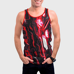 Майка-безрукавка мужская Красно-чёрная киберпанк абстракция, цвет: 3D-красный — фото 2