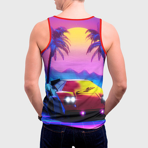 Мужская майка без рукавов Vice city retro wave Lambo / 3D-Красный – фото 4