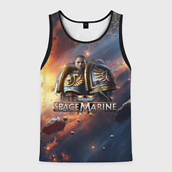 Майка-безрукавка мужская Warhammer 40000 space marine 2 Captain Titus, цвет: 3D-черный