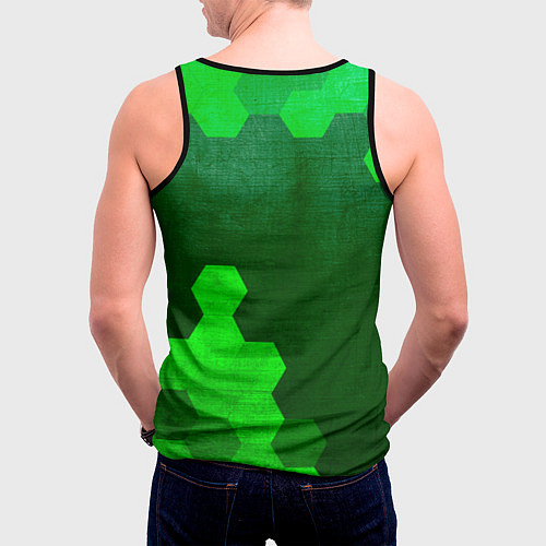 Мужская майка без рукавов Quake - green gradient вертикально / 3D-Черный – фото 4