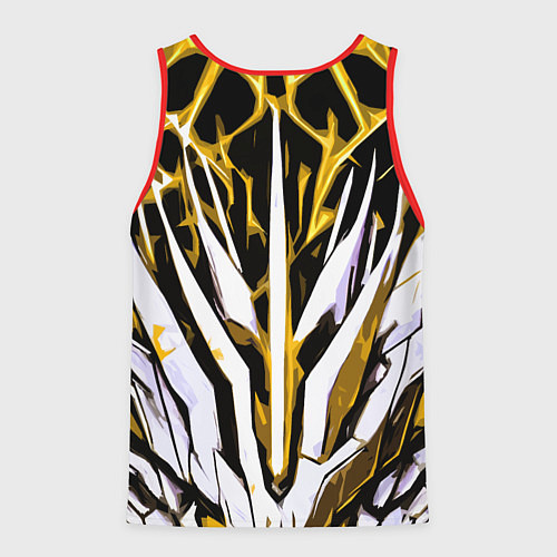 Мужская майка без рукавов Чёрный фон, жёлто-белая абстракция / 3D-Красный – фото 2