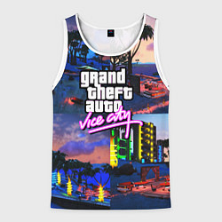 Майка-безрукавка мужская GTA vice city коллаж, цвет: 3D-белый