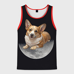 Мужская майка без рукавов Корги и луна