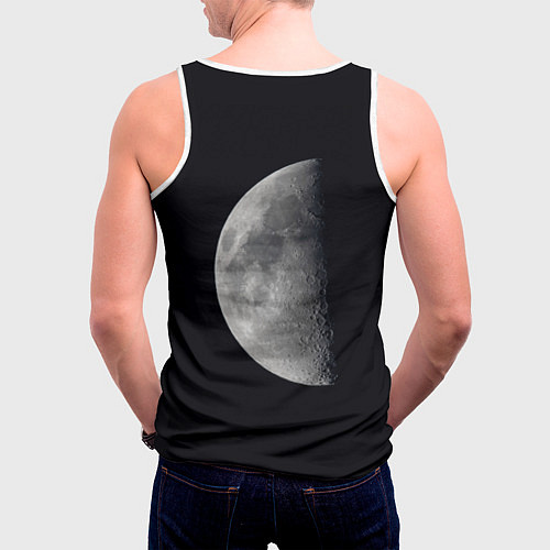 Мужская майка без рукавов Бишон фризе и луна / 3D-Белый – фото 4