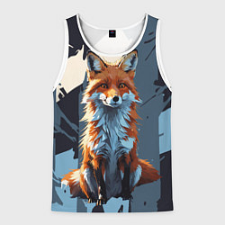 Майка-безрукавка мужская Лиса на ночном фоне, цвет: 3D-белый