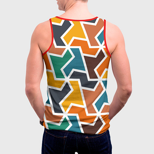 Мужская майка без рукавов Геометрический узор разноцветный / 3D-Красный – фото 4
