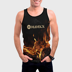Майка-безрукавка мужская Deadlock logo на фоне огня, цвет: 3D-черный — фото 2