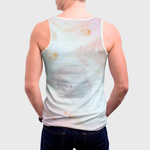 Мужская майка без рукавов Маяк у моря на закате в отпечатке пальца / 3D-Белый – фото 4