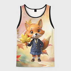 Мужская майка без рукавов Осенняя лисичка в школьной форме