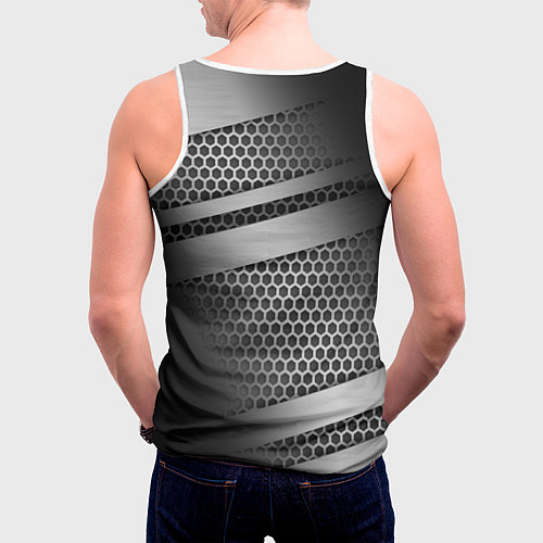 Мужская майка без рукавов Карбоновая текстура хром / 3D-Белый – фото 4