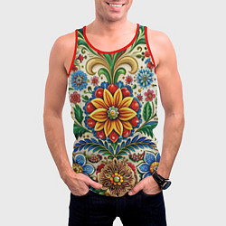 Майка-безрукавка мужская Русские классические узоры и орнамент, цвет: 3D-красный — фото 2