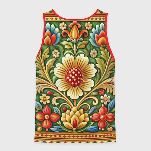 Мужская майка без рукавов Стиль советского ковра узоры и орнамент / 3D-Красный – фото 2