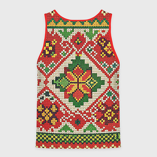 Мужская майка без рукавов Классические русские узоры и орнамент / 3D-Красный – фото 2