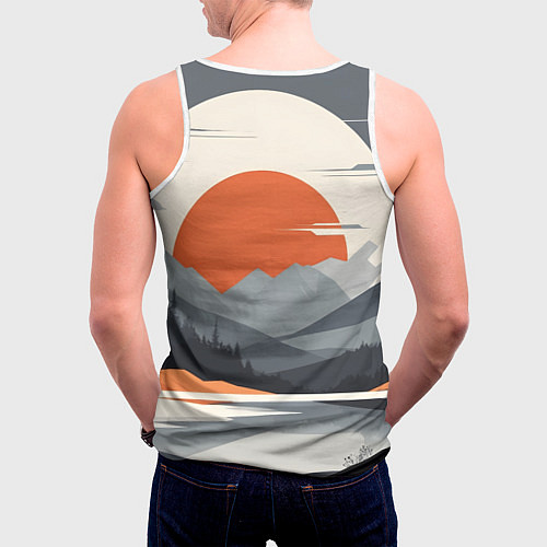 Мужская майка без рукавов Горы медведь геометрия / 3D-Белый – фото 4