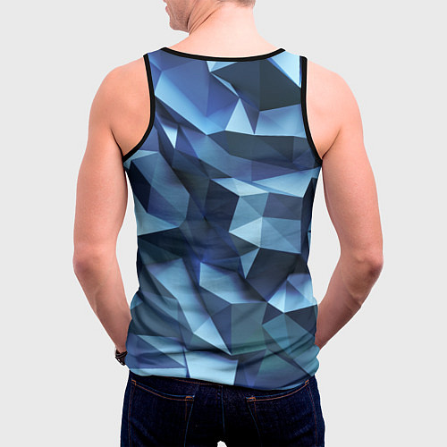 Мужская майка без рукавов Искаженная синяя геометрия / 3D-Черный – фото 4