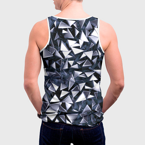 Мужская майка без рукавов Взрыв геометрических треугольников / 3D-Белый – фото 4