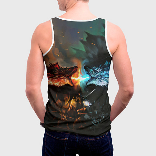 Мужская майка без рукавов Skyrim драконы / 3D-Белый – фото 4