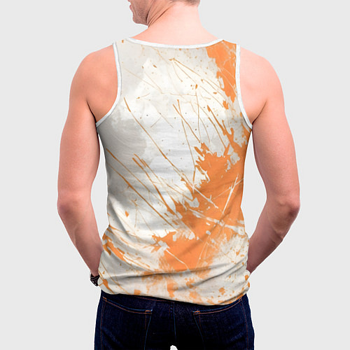 Мужская майка без рукавов Оранжевая краска на белом / 3D-Белый – фото 4