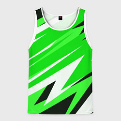 Майка-безрукавка мужская Geometry stripes green, цвет: 3D-белый