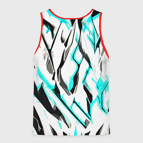 Мужская майка без рукавов Чёрно-голубые агрессивные полосы на белом фоне / 3D-Красный – фото 2
