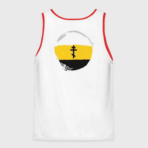 Мужская майка без рукавов Мы русские с нами Бог Крест на узорном флаге / 3D-Красный – фото 2