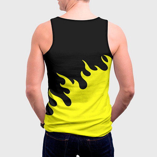 Мужская майка без рукавов Cyberpunk 2077 желтый fire / 3D-Черный – фото 4