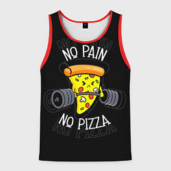Майка-безрукавка мужская No pain - no pizza, цвет: 3D-красный