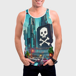 Майка-безрукавка мужская Minecraft district with skull - ai art fantasy, цвет: 3D-белый — фото 2
