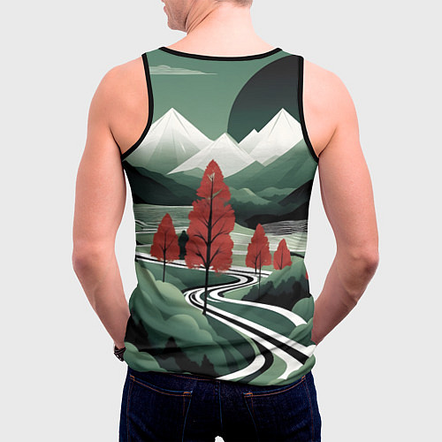 Мужская майка без рукавов Дорога на природу / 3D-Черный – фото 4