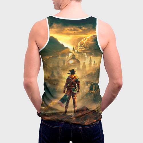 Мужская майка без рукавов Герой Greedfall 2 the dying world / 3D-Белый – фото 4