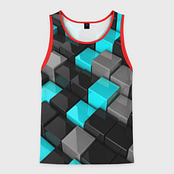Майка-безрукавка мужская Абстрактные кубы, цвет: 3D-красный