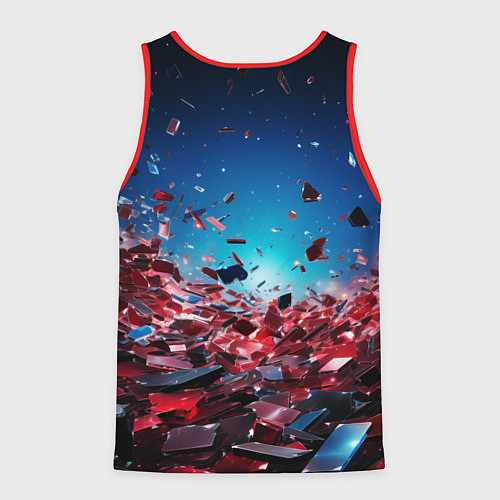 Мужская майка без рукавов Осколки плит в движении / 3D-Красный – фото 2