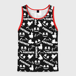 Майка-безрукавка мужская Fortnite black pattern, цвет: 3D-красный
