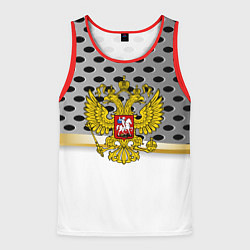 Майка-безрукавка мужская Россия броня герб, цвет: 3D-красный