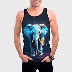 Майка-безрукавка мужская Синий геометрический слон, цвет: 3D-черный — фото 2