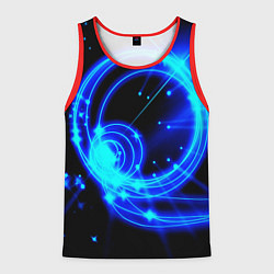 Майка-безрукавка мужская Оптические синие волны, цвет: 3D-красный
