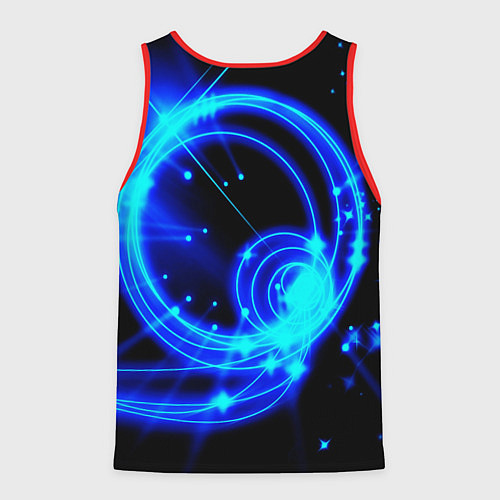 Мужская майка без рукавов Оптические синие волны / 3D-Красный – фото 2