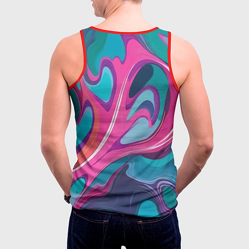 Мужская майка без рукавов Эбру краска / 3D-Красный – фото 4