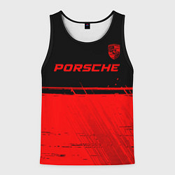 Мужская майка без рукавов Porsche - red gradient посередине