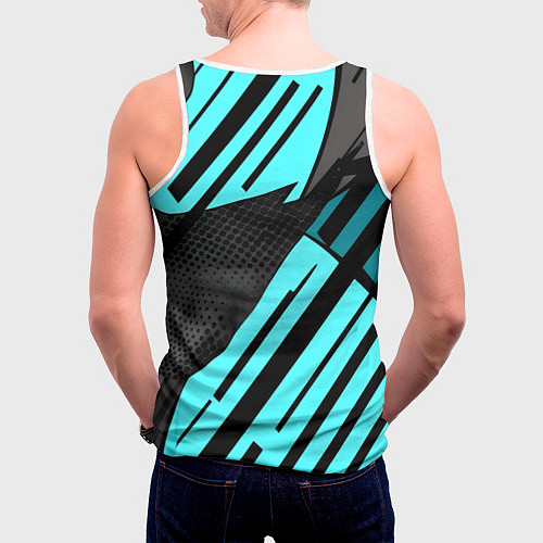 Мужская майка без рукавов Спортивный динамичный / 3D-Белый – фото 4