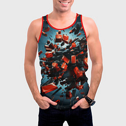 Майка-безрукавка мужская Геометрический взрыв пластин, цвет: 3D-красный — фото 2