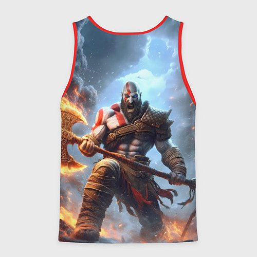 Мужская майка без рукавов Кратос в ярости / 3D-Красный – фото 2