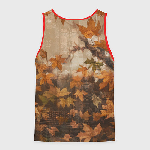 Мужская майка без рукавов Осенний енот в шарфе / 3D-Красный – фото 2