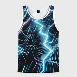 Майка-безрукавка мужская Разряд молнии - неоновое свечение, цвет: 3D-белый