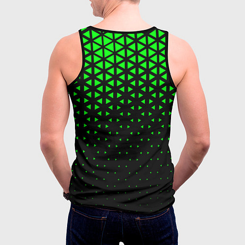 Мужская майка без рукавов Геометрический градиент - чёрно-зелёный / 3D-Черный – фото 4